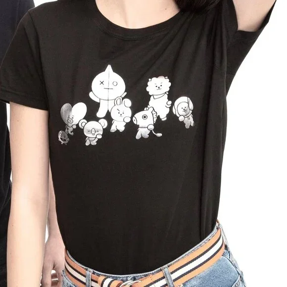 BT21 Foil Applique T-Shirt, New-w-Tags, Hot Topic, Sz L - Picture 1 of 6